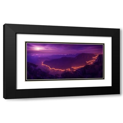 Lights Of The Night Black Modern Wood Framed Art Print with Double Matting by Sombrio, Raphael