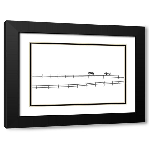 A Couple Black Modern Wood Framed Art Print with Double Matting by Huang, Ivan