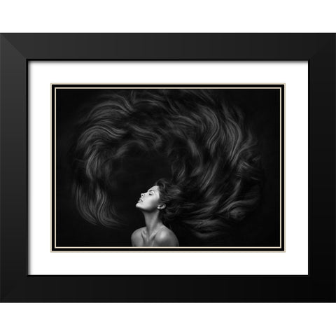 Yanika Black Modern Wood Framed Art Print with Double Matting by Rise, Zachar