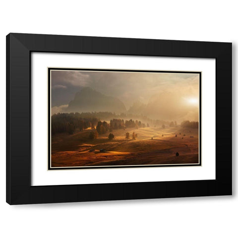 Morning On Alpine Meadow Black Modern Wood Framed Art Print with Double Matting by Rericha, Daniel