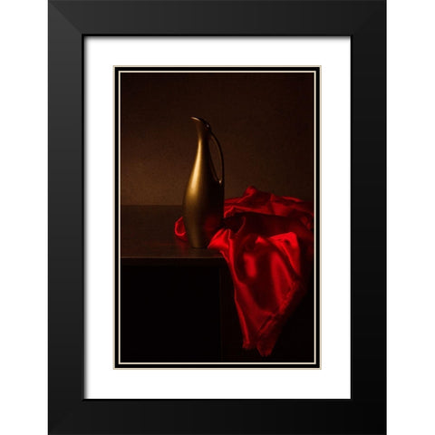 Still Life With Red Cloth Black Modern Wood Framed Art Print with Double Matting by Magnola