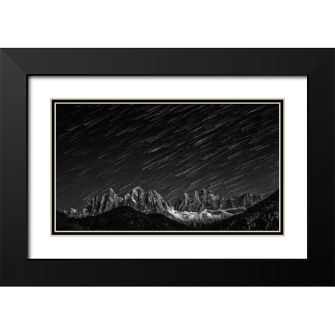 Starfall In The Dolomites Black Modern Wood Framed Art Print with Double Matting by Shcherbina, Valeriy