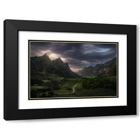 Valle De Lago V Black Modern Wood Framed Art Print with Double Matting by Pablo De, Juan