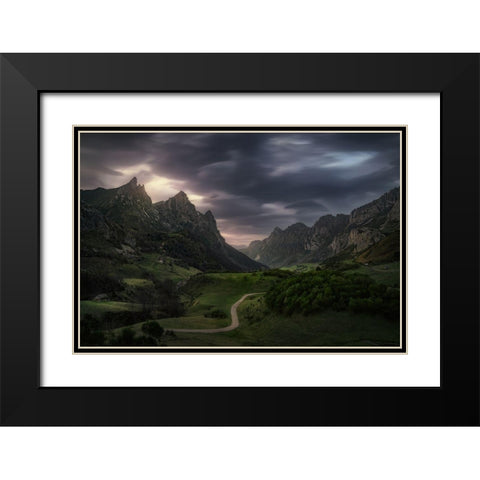 Valle De Lago V Black Modern Wood Framed Art Print with Double Matting by Pablo De, Juan