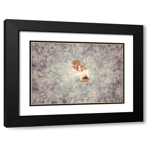 Hush Little Babe Black Modern Wood Framed Art Print with Double Matting by Rozenzvig, Carmit