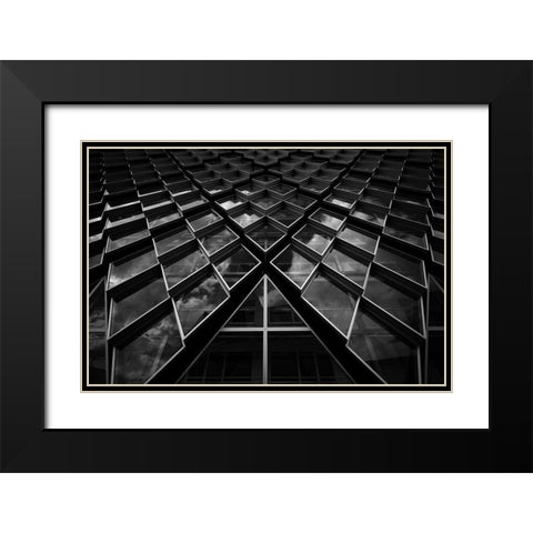 Diamond Windows Black Modern Wood Framed Art Print with Double Matting by Van De, Jeroen