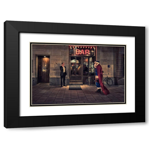 Supersanta Black Modern Wood Framed Art Print with Double Matting by Johansson, Martin