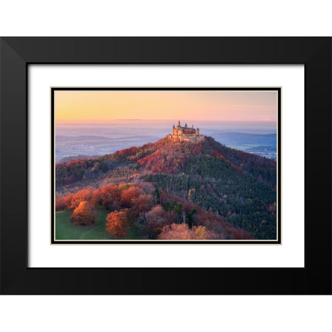 Golden Autumn Evening Black Modern Wood Framed Art Print with Double Matting by Gastager, Daniel