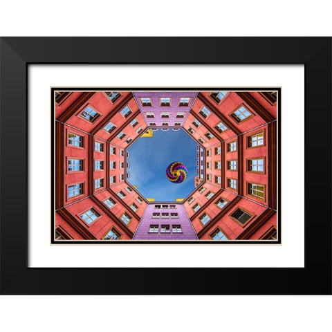 Shapes And Swirls Black Modern Wood Framed Art Print with Double Matting by Doyle, Renee