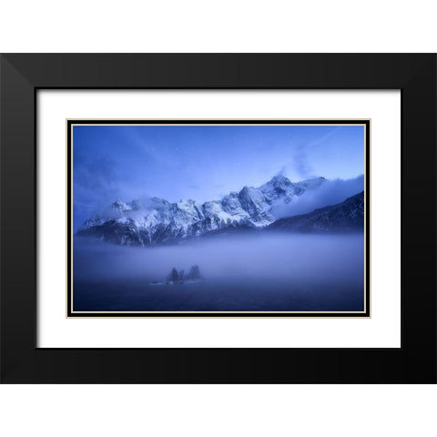 Misty Winter Evening Black Modern Wood Framed Art Print with Double Matting by Gastager, Daniel