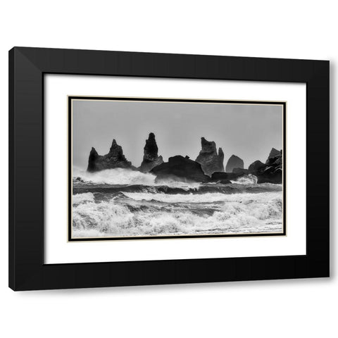 Stormy Beach Black Modern Wood Framed Art Print with Double Matting by Forns, Alfred