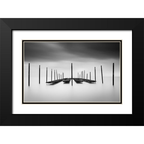 The Oyster Bar Black Modern Wood Framed Art Print with Double Matting by Staelens, Christophe