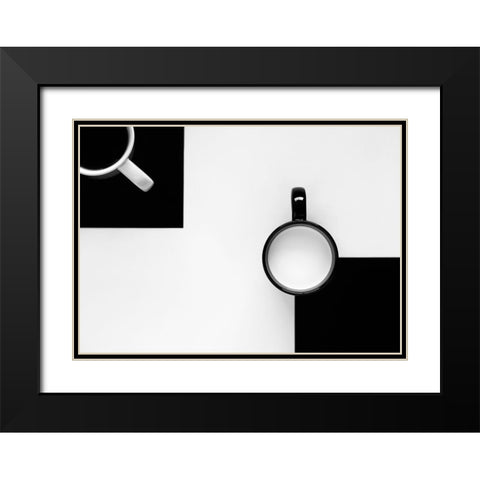 Cups Black Modern Wood Framed Art Print with Double Matting by Kiss, Jozef