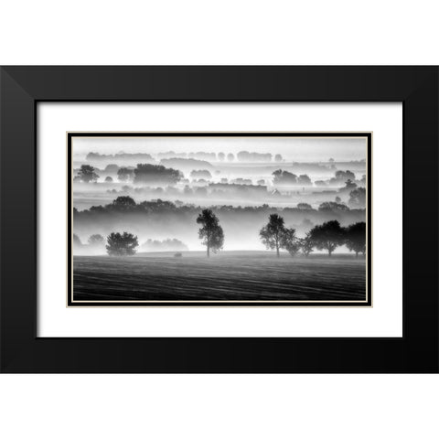 Morning View Black Modern Wood Framed Art Print with Double Matting by Krol, Piotr