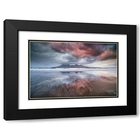 Laig Beach Black Modern Wood Framed Art Print with Double Matting by Marchegiani, Roberto
