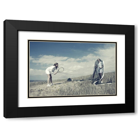 Game-Set And Match Black Modern Wood Framed Art Print with Double Matting by Vink, Hans