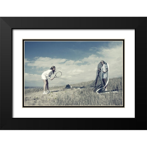 Game-Set And Match Black Modern Wood Framed Art Print with Double Matting by Vink, Hans