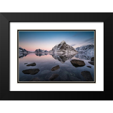 Arctic Mirror Black Modern Wood Framed Art Print with Double Matting by Hoffmann, Raymond