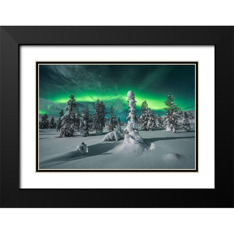 Polar Night Black Modern Wood Framed Art Print with Double Matting by Hoffmann, Raymond