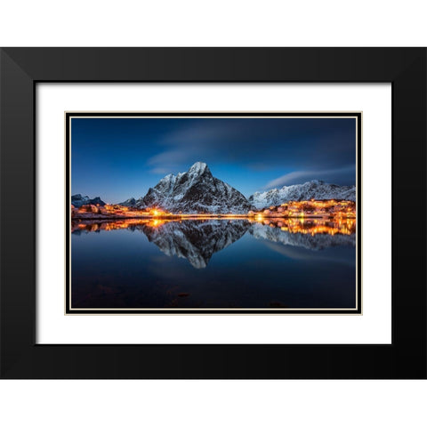 Blue Hour Black Modern Wood Framed Art Print with Double Matting by Hoffmann, Raymond