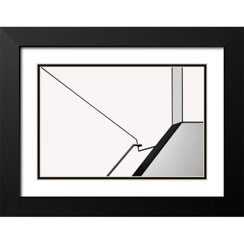 Van Abbe Lines Black Modern Wood Framed Art Print with Double Matting by Niezen, Jan