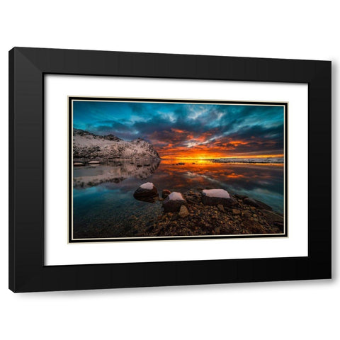 Sky On Fire Black Modern Wood Framed Art Print with Double Matting by Hoffmann, Raymond