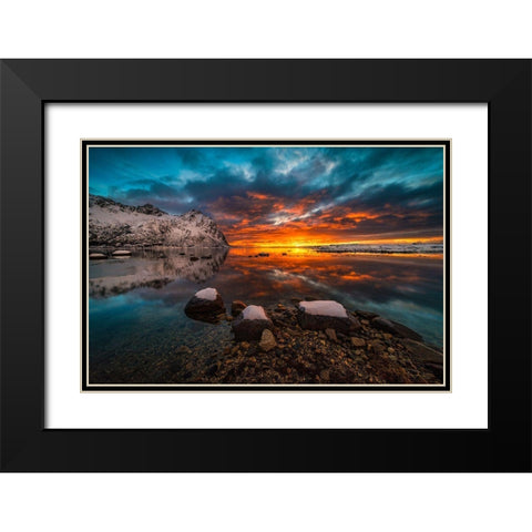 Sky On Fire Black Modern Wood Framed Art Print with Double Matting by Hoffmann, Raymond