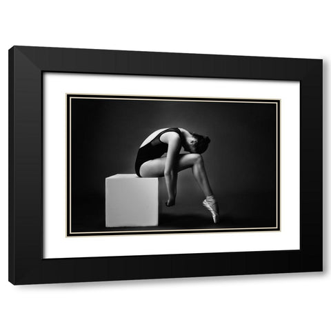 The Nymph-The Girl On The Cube Black Modern Wood Framed Art Print with Double Matting by Alexandr