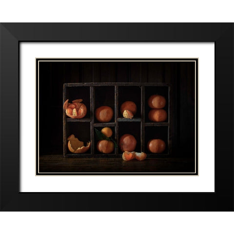 Still Life With Oranges Black Modern Wood Framed Art Print with Double Matting by Bonadio, Heather
