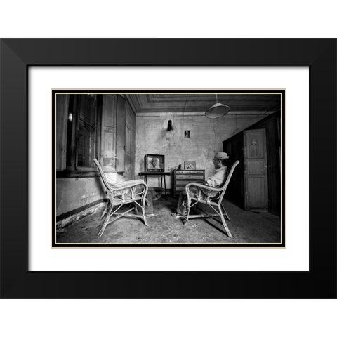 The Usual Fresh News Black Modern Wood Framed Art Print with Double Matting by Ferrara, Carlo