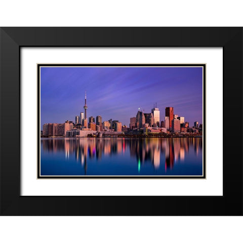 Toronto Sunrise Black Modern Wood Framed Art Print with Double Matting by Crockett, Jason
