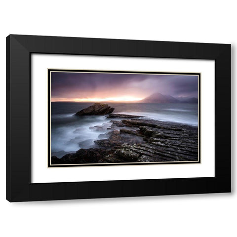 Sunset At Elgol Beach Black Modern Wood Framed Art Print with Double Matting by Nussthaler, Nicoleta