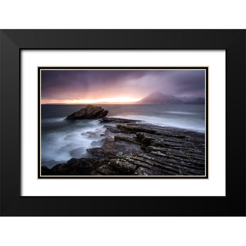 Sunset At Elgol Beach Black Modern Wood Framed Art Print with Double Matting by Nussthaler, Nicoleta