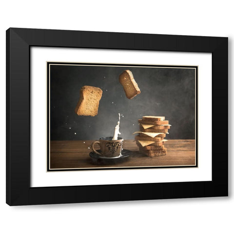 Splash Black Modern Wood Framed Art Print with Double Matting by Bader, Ali