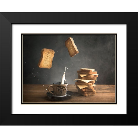 Splash Black Modern Wood Framed Art Print with Double Matting by Bader, Ali