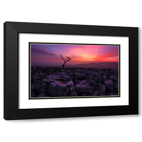 Twisleton Scar Glow Black Modern Wood Framed Art Print with Double Matting by Therion