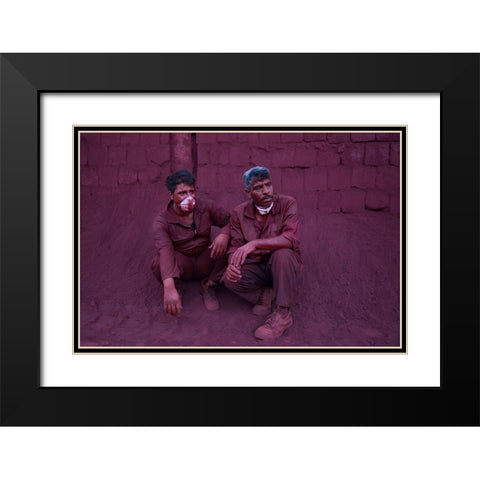 Red Worker Black Modern Wood Framed Art Print with Double Matting by Naghavi Anaraki, Pantea