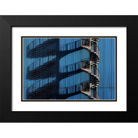 Spiral Staircase And Shadows Black Modern Wood Framed Art Print with Double Matting by Hawerkamp, Hans-Wolfgang