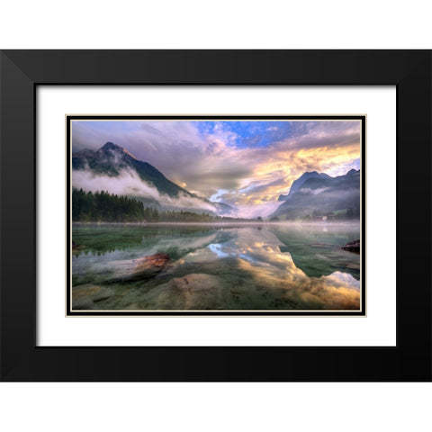 Lake Hintersee Black Modern Wood Framed Art Print with Double Matting by Keller