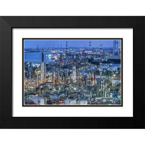 Coastal Industrial Area Black Modern Wood Framed Art Print with Double Matting by Tetsurou, Kobayashi