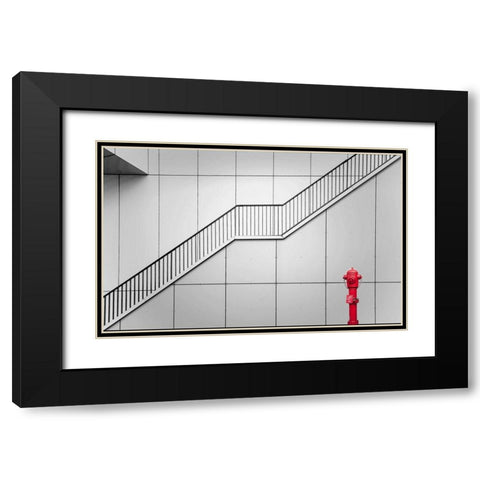 Fire Escape And Tap. Black Modern Wood Framed Art Print with Double Matting by Van Maastricht, Henk
