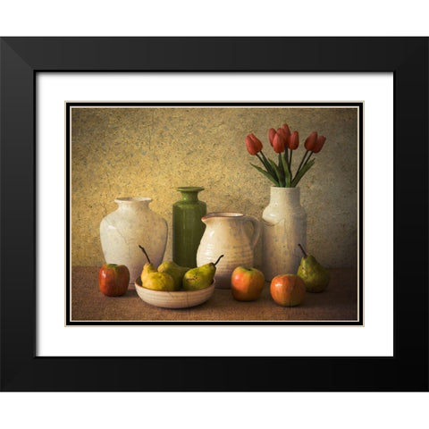 Apples Pears And Tulips Black Modern Wood Framed Art Print with Double Matting by Hammer, Jacqueline