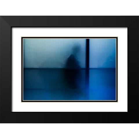 Blue Black Modern Wood Framed Art Print with Double Matting by Tonti, Carlo