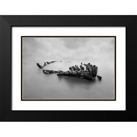 Ghost Ship Black Modern Wood Framed Art Print with Double Matting by Perez, Ritxard