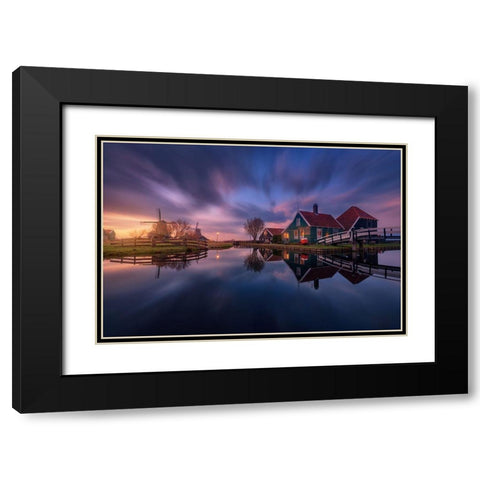 Zaanse Black Modern Wood Framed Art Print with Double Matting by Pablo De, Juan