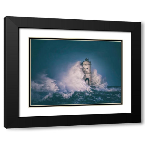 The Lighthouse Mangiabarche Black Modern Wood Framed Art Print with Double Matting by Atzori, Daniele