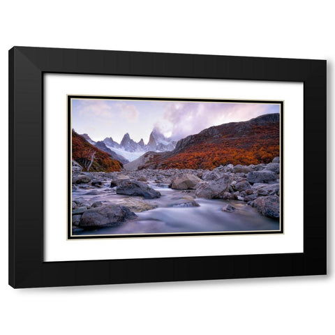 Fitz Roy Under Twilight Black Modern Wood Framed Art Print with Double Matting by Fan, John