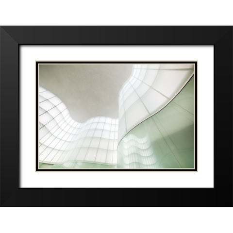Lights And Waves Black Modern Wood Framed Art Print with Double Matting by Tagliarino, Marco