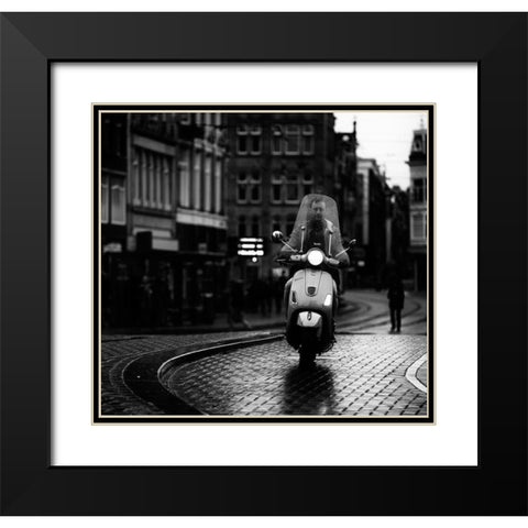 Vespa Black Modern Wood Framed Art Print with Double Matting by Oncete, Julien