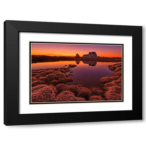 Purple Sunset Black Modern Wood Framed Art Print with Double Matting by Ingibergsson, Bragi
